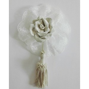 Home Decor - Ceramic Rose with Valencienne Lace